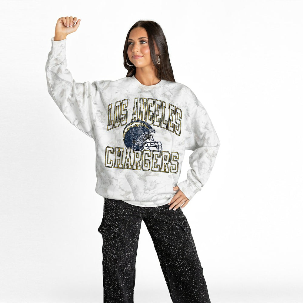 Gameday Couture Women's Whiteout Oversized Premium Fleece Sweatshirt - Los Angeles Chargers