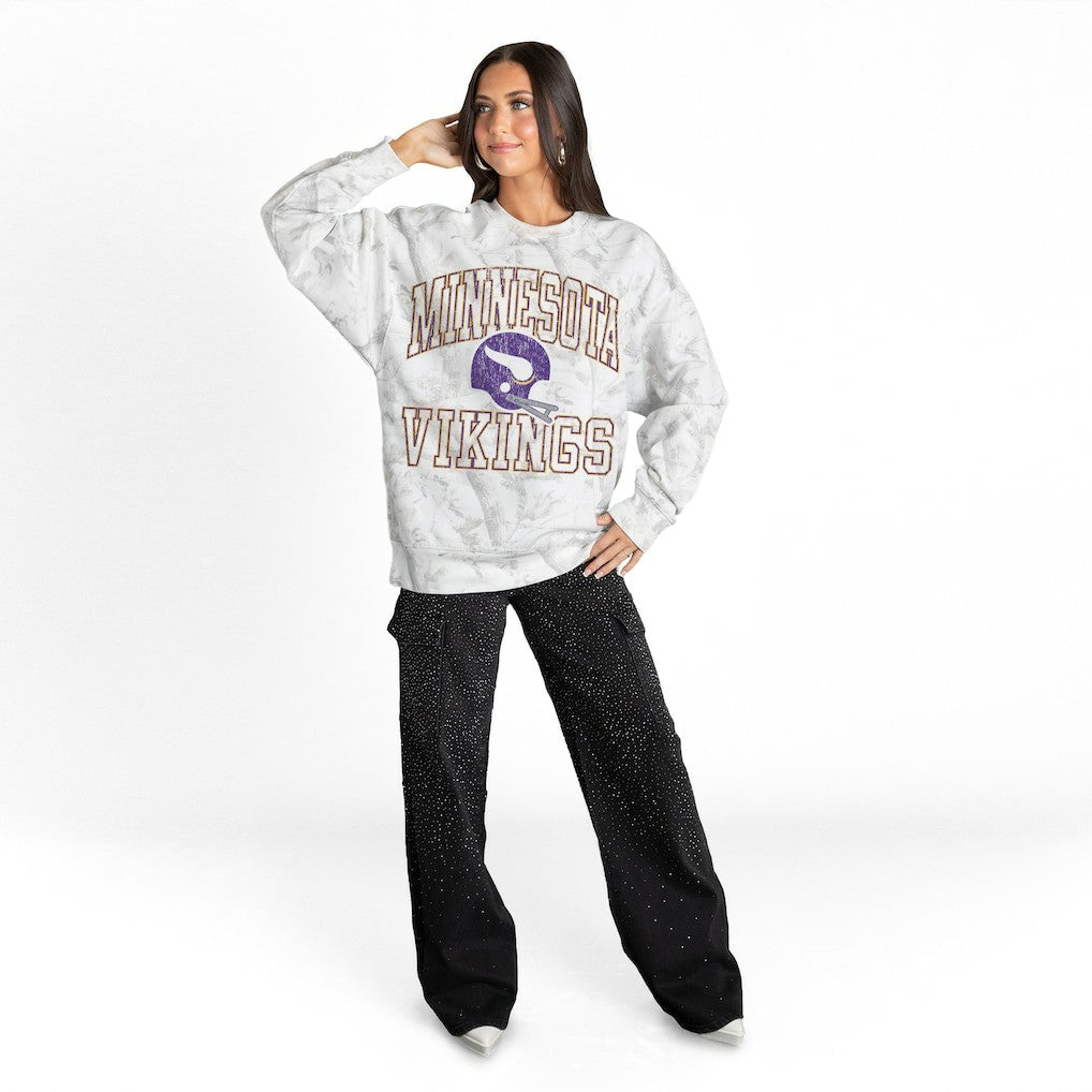 Gameday Couture Women's Whiteout Oversized Premium Fleece Sweatshirt - Minnesota Vikings