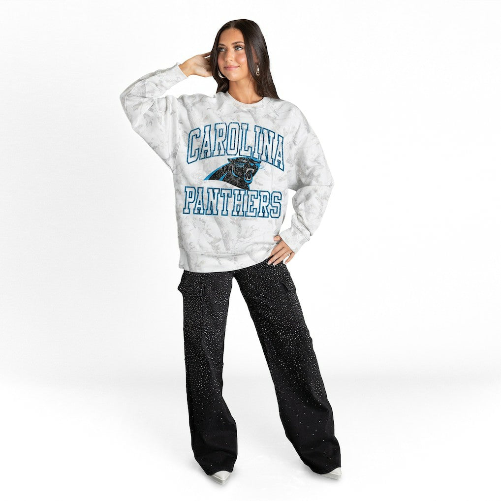 Gameday Couture Women's Whiteout Oversized Premium Fleece Sweatshirt - Carolina Panthers