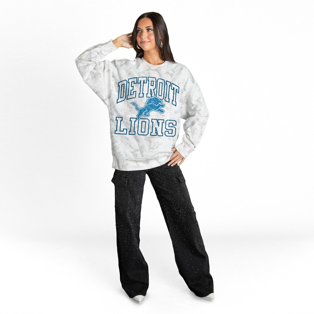 Gameday Couture Women's Whiteout Oversized Premium Fleece Sweatshirt - Detroit Lions