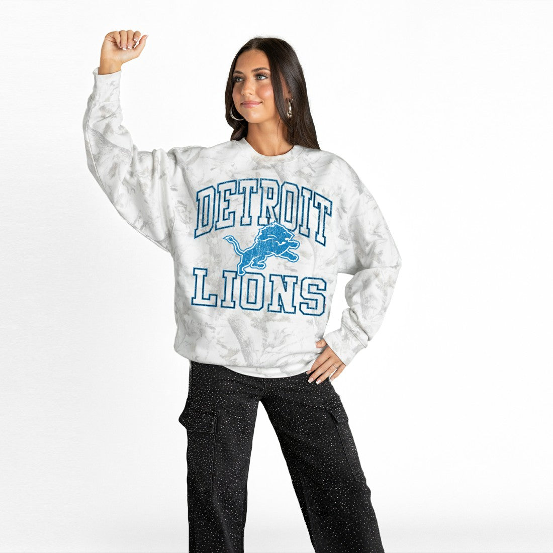 Gameday Couture Women's Whiteout Oversized Premium Fleece Sweatshirt - Detroit Lions