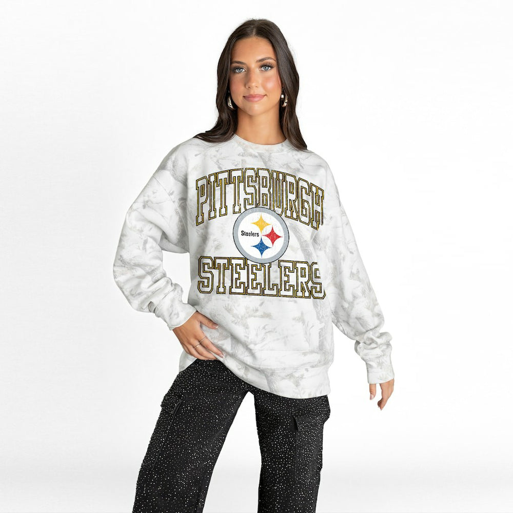 Gameday Couture Women's Whiteout Oversized Premium Fleece Sweatshirt - Pittsburgh Steelers