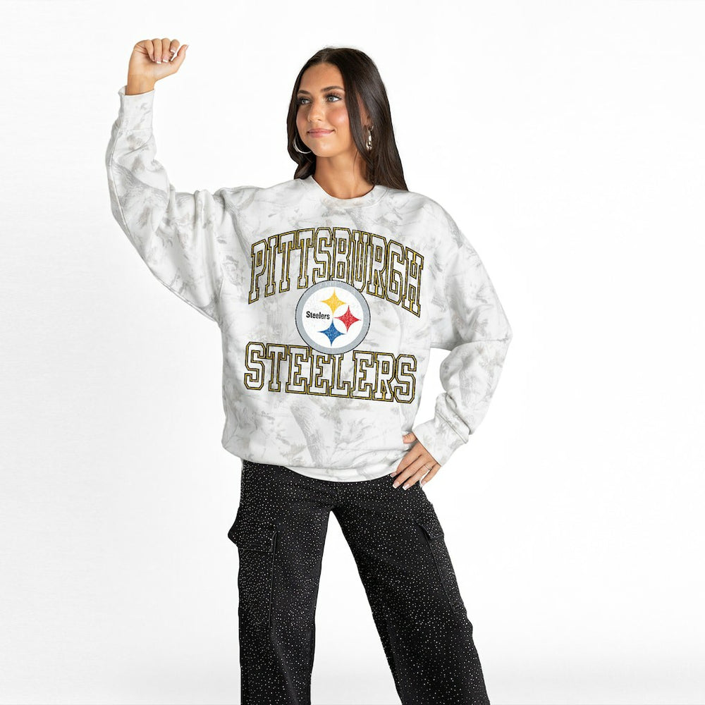 Gameday Couture Women's Whiteout Oversized Premium Fleece Sweatshirt - Pittsburgh Steelers