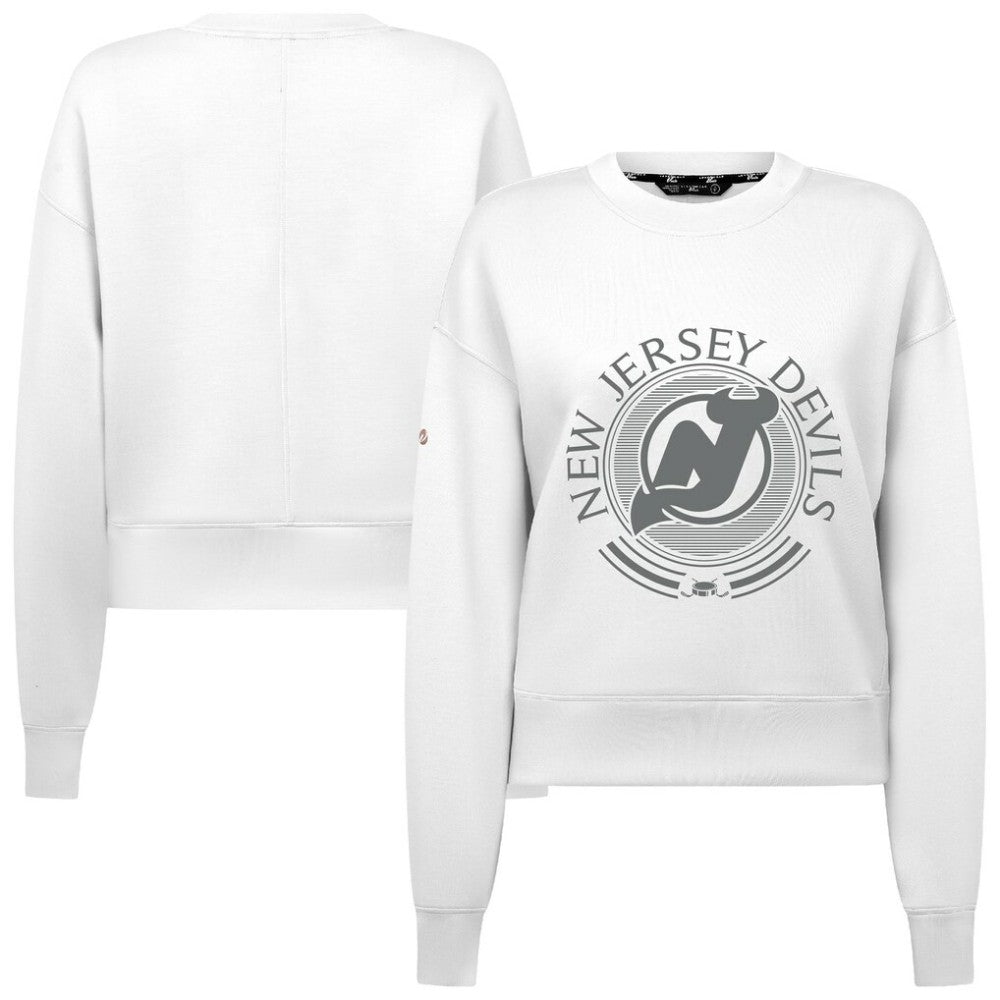 NHL White New Jersey Devils Levelwear Women's Slate & Snow Sponge Tri-Blend Sweatshirt