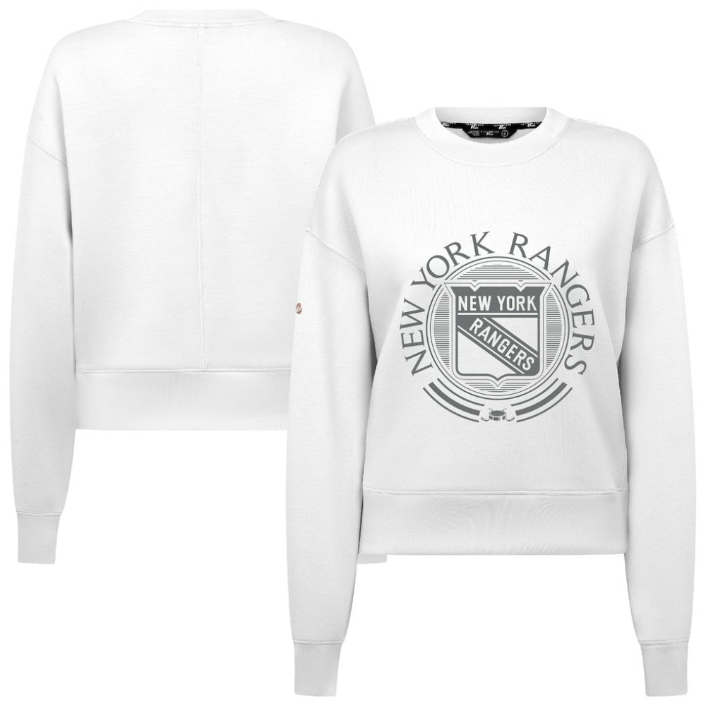 NHL White New York Rangers Levelwear Women's Slate & Snow Sponge Tri-Blend Sweatshirt