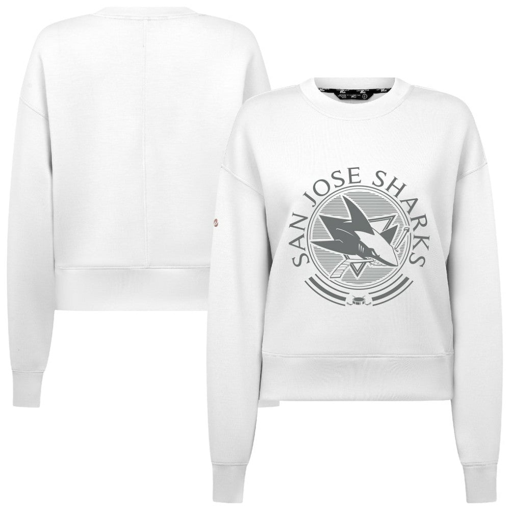 NHL White San Jose Sharks Levelwear Women's Slate & Snow Sponge Tri-Blend Sweatshirt