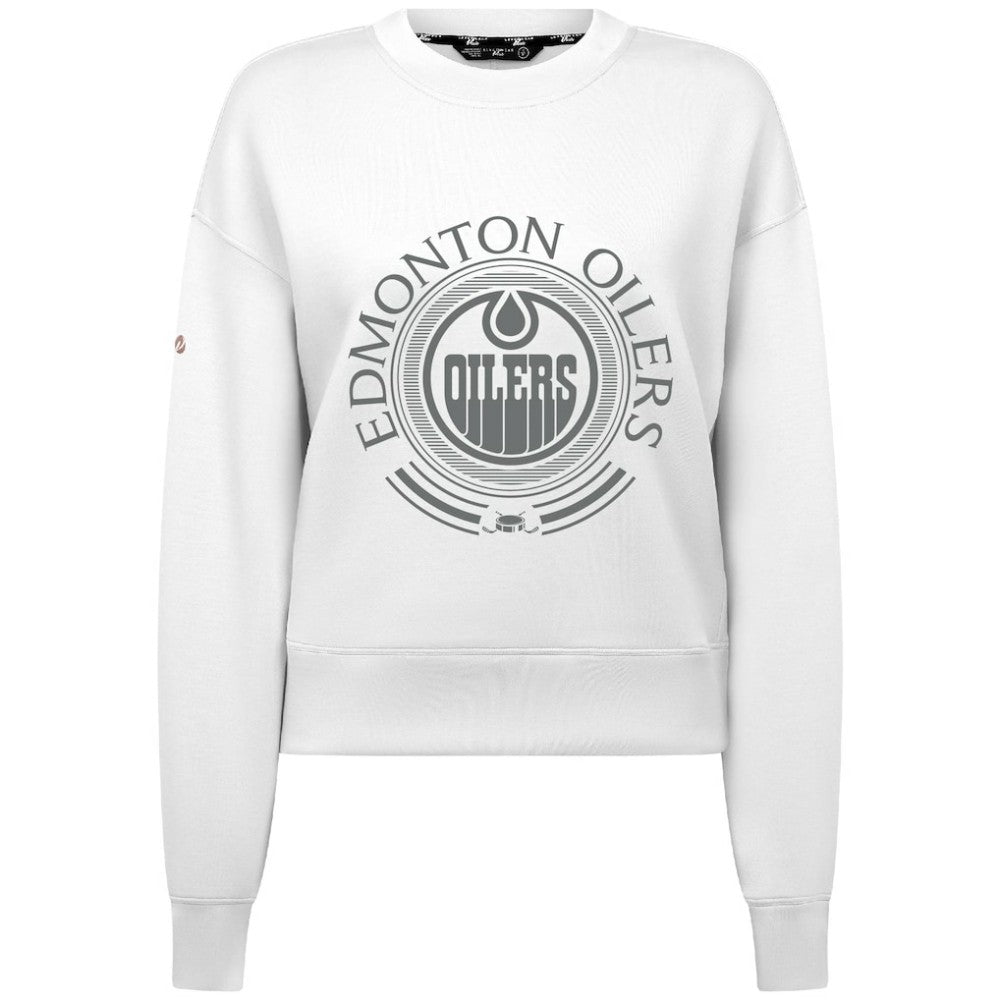 NHL White Edmonton Oilers Levelwear Women's Slate & Snow Sponge Tri-Blend Sweatshirt