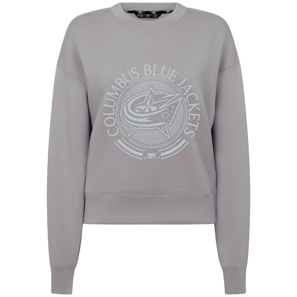 NHL Gray Columbus Blue Jackets Levelwear Women's Slate & Snow Sponge Tri-Blend Sweatshirt