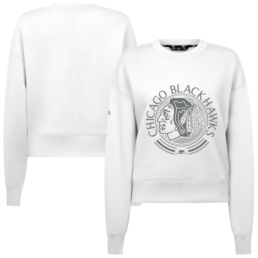 NHL White Chicago Blackhawks Levelwear Women's Slate & Snow Sponge Tri-Blend Sweatshirt