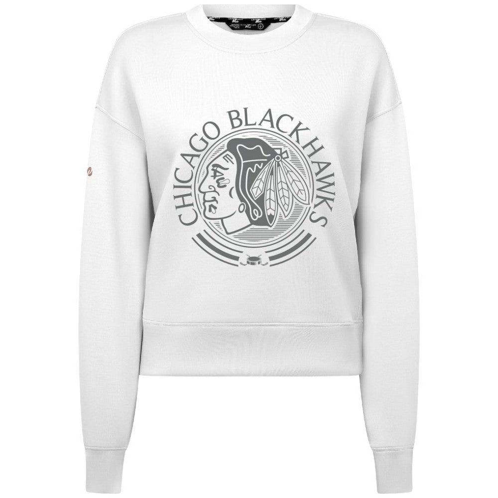 NHL White Chicago Blackhawks Levelwear Women's Slate & Snow Sponge Tri-Blend Sweatshirt