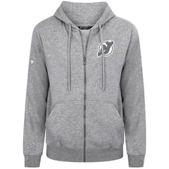 NHL Gray New Jersey Devils Levelwear Podium Chenille Logo Full-Zip Hoodie