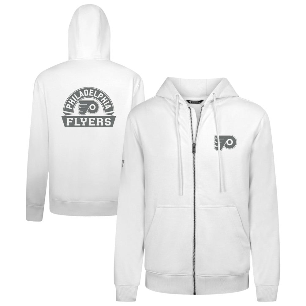 NHL White Philadelphia Flyers Levelwear Podium Chenille Logo Full-Zip Hoodie