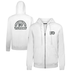 NHL White Philadelphia Flyers Levelwear Podium Chenille Logo Full-Zip Hoodie
