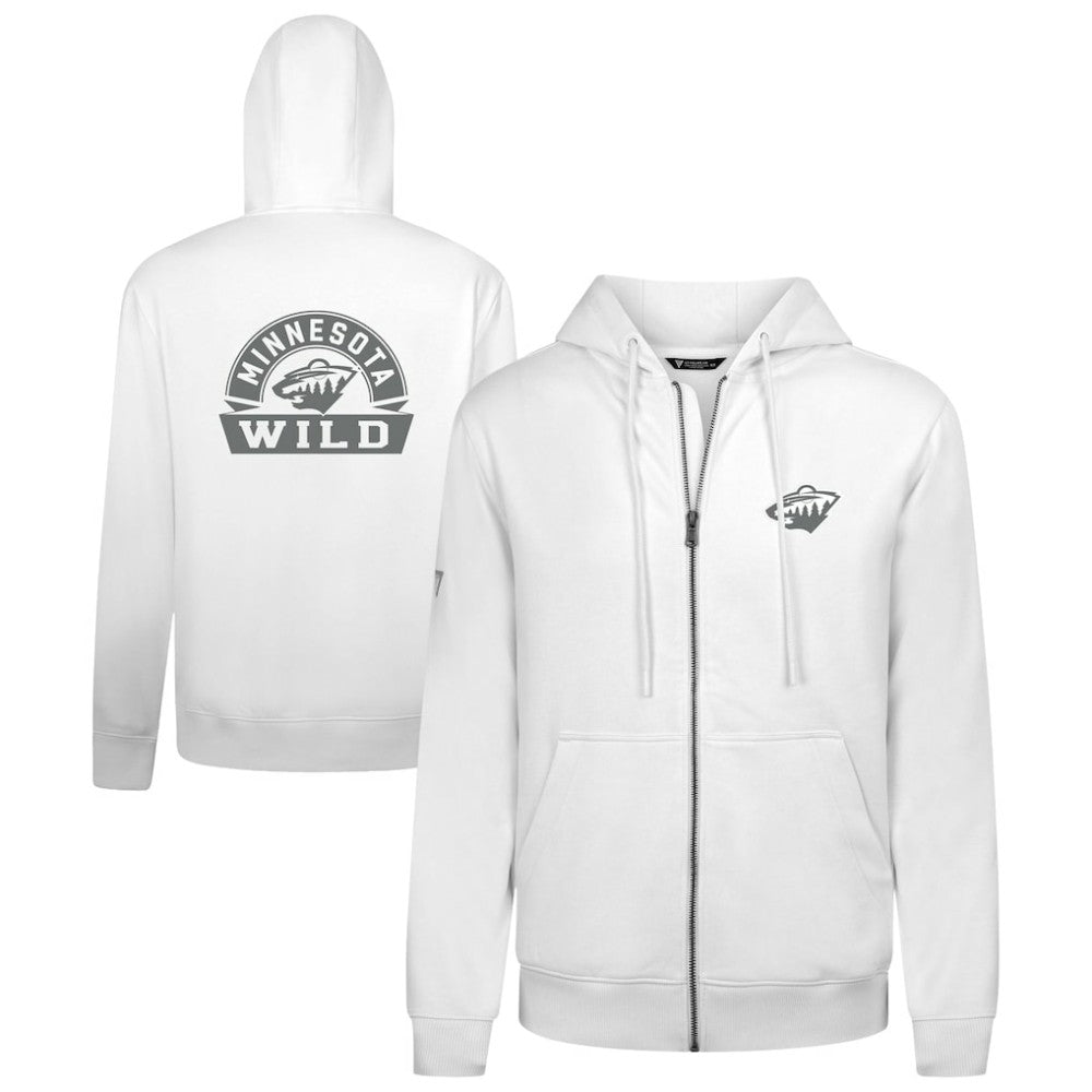 NHL White Minnesota Wild Levelwear Podium Chenille Logo Full-Zip Hoodie