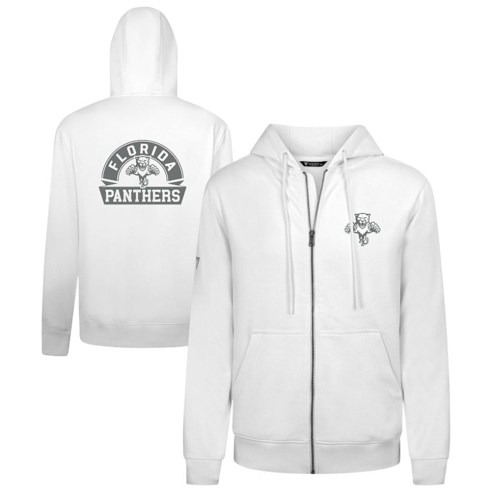 NHL White Florida Panthers Levelwear Podium Chenille Logo Full-Zip Hoodie