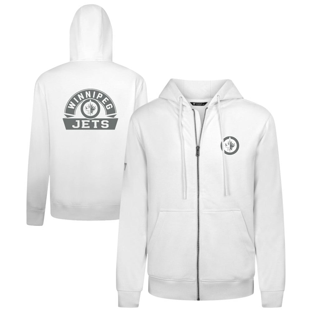 NHL White Winnipeg Jets Levelwear Podium Chenille Logo Full-Zip Hoodie