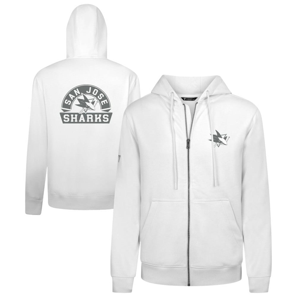 NHL White San Jose Sharks Levelwear Podium Chenille Logo Full-Zip Hoodie
