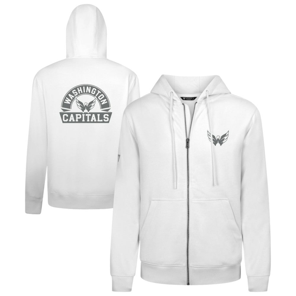 NHL White Washington Capitals Levelwear Podium Chenille Logo Full-Zip Hoodie