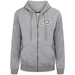 NHL Gray Montreal Canadiens Levelwear Podium Chenille Logo Full-Zip Hoodie