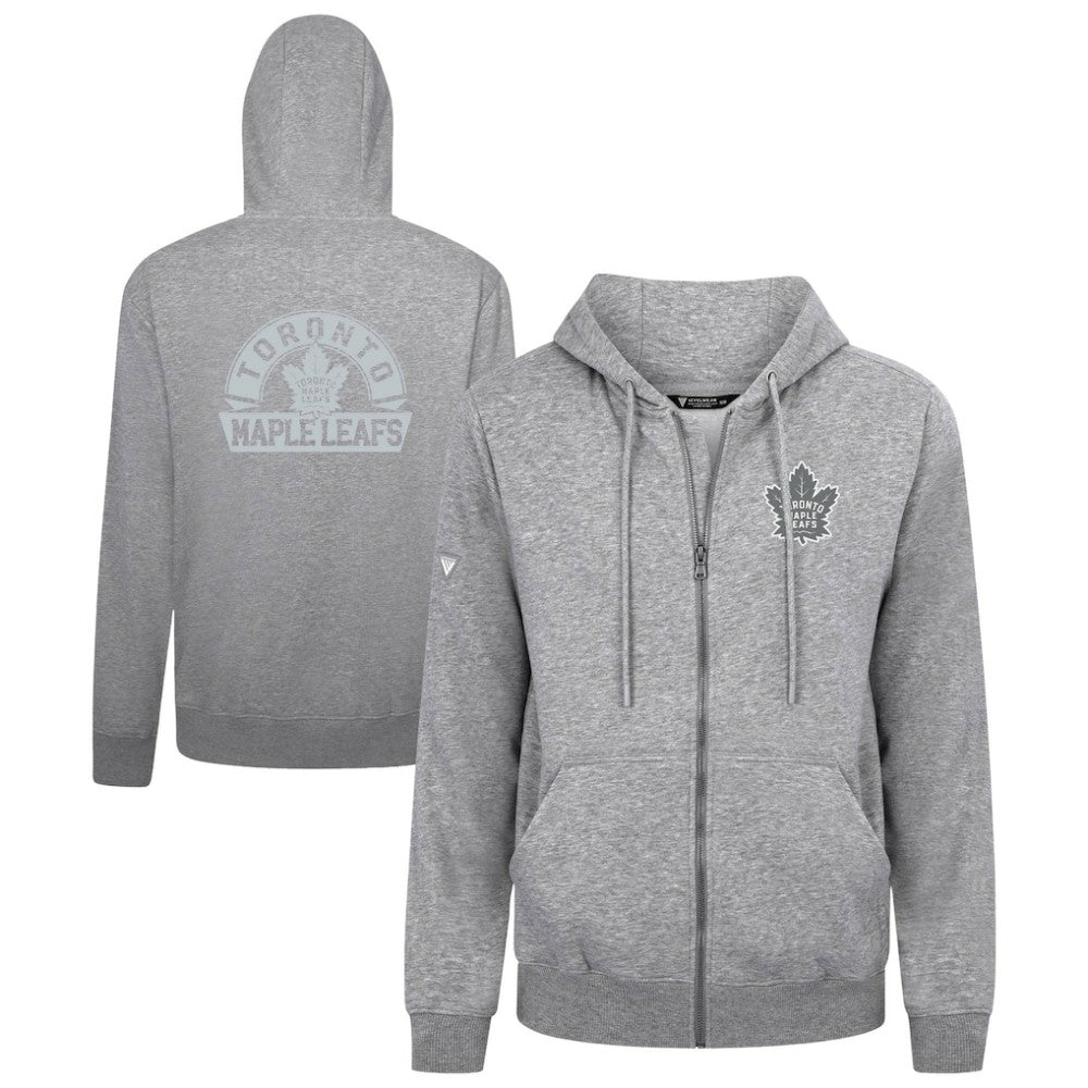 NHL Gray Toronto Maple Leafs Levelwear Podium Chenille Logo Full-Zip Hoodie