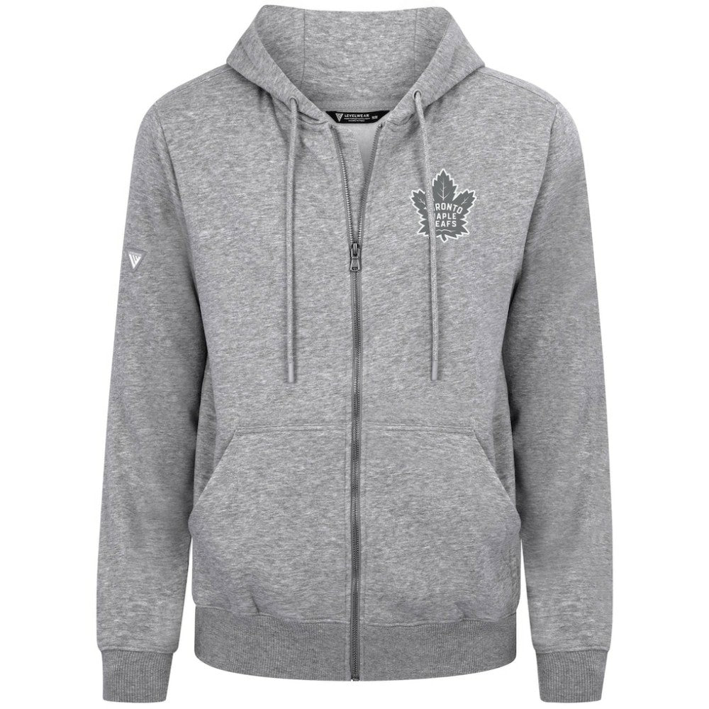 NHL Gray Toronto Maple Leafs Levelwear Podium Chenille Logo Full-Zip Hoodie