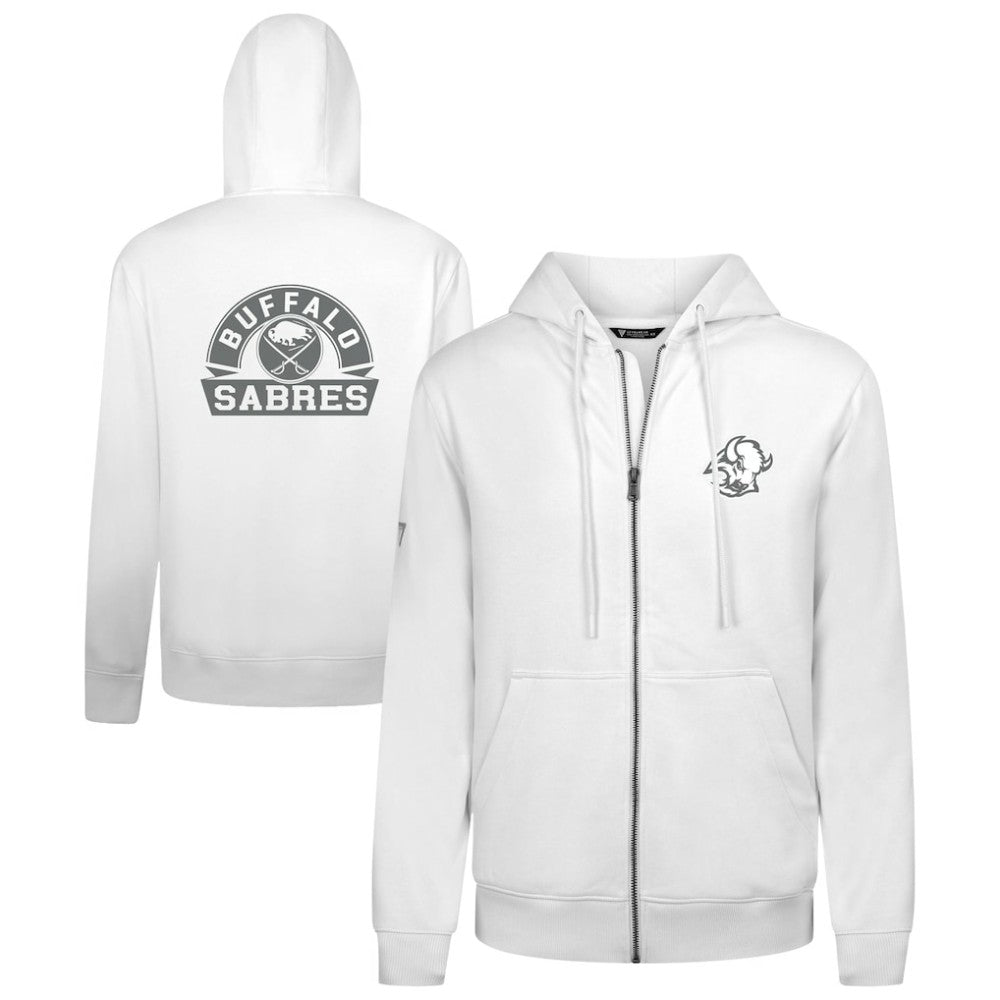 NHL White Buffalo Sabres Levelwear Podium Chenille Logo Full-Zip Hoodie
