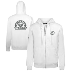 NHL White Buffalo Sabres Levelwear Podium Chenille Logo Full-Zip Hoodie