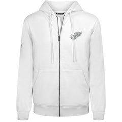 NHL White Detroit Red Wings Levelwear Podium Chenille Logo Full-Zip Hoodie