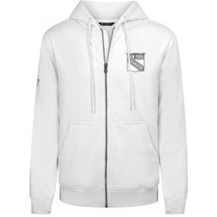 NHL White New York Rangers Levelwear Podium Chenille Logo Full-Zip Hoodie