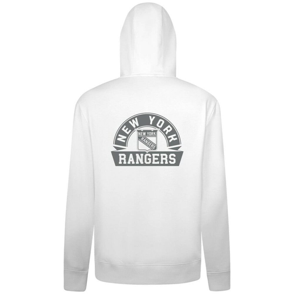 NHL White New York Rangers Levelwear Podium Chenille Logo Full-Zip Hoodie