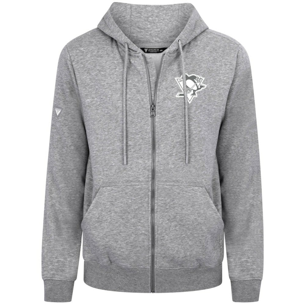 NHL Gray Pittsburgh Penguins Levelwear Podium Chenille Logo Full-Zip Hoodie
