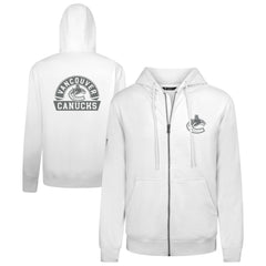 NHL White Vancouver Canucks Levelwear Podium Chenille Logo Full-Zip Hoodie