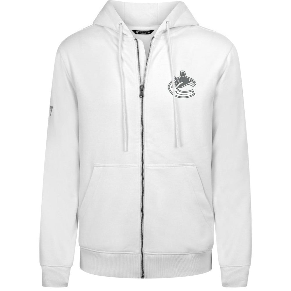 NHL White Vancouver Canucks Levelwear Podium Chenille Logo Full-Zip Hoodie