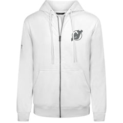 NHL White New Jersey Devils Levelwear Podium Chenille Logo Full-Zip Hoodie