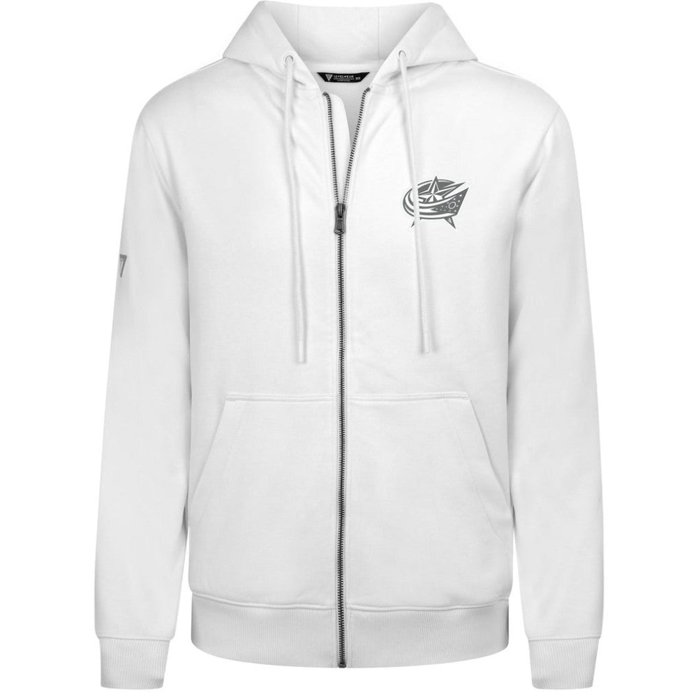 NHL White Columbus Blue Jackets Levelwear Podium Banner Arch Full-Zip Hoodie