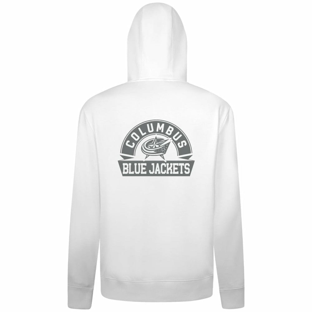 NHL White Columbus Blue Jackets Levelwear Podium Banner Arch Full-Zip Hoodie