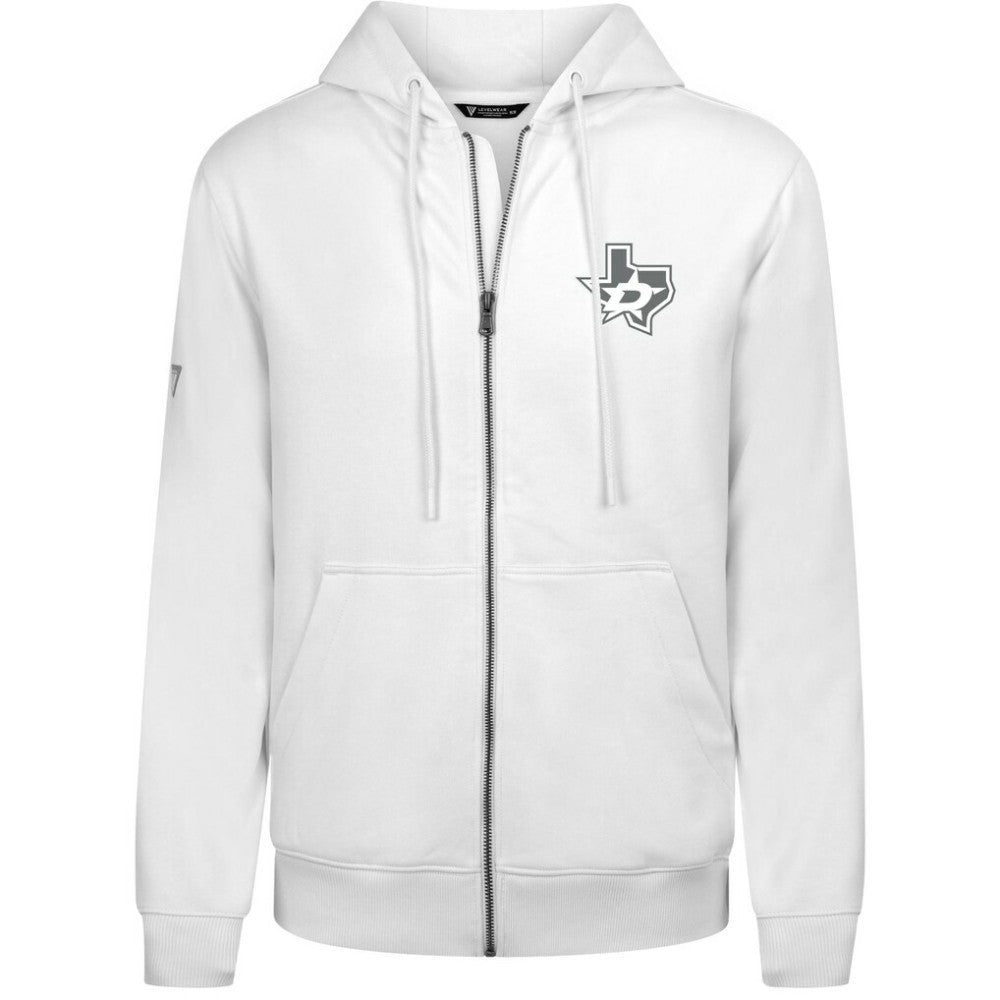 NHL White Dallas Stars Levelwear Podium Banner Arch Full-Zip Hoodie