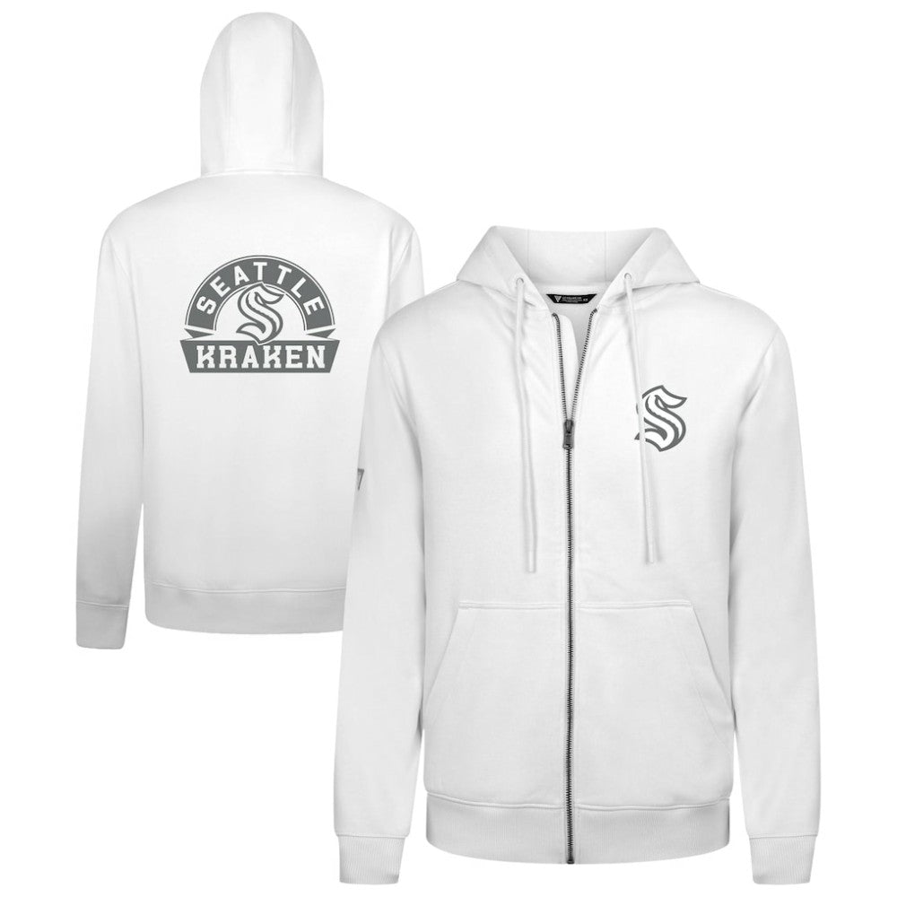NHL White Seattle Kraken Levelwear Podium Banner Arch Full-Zip Hoodie