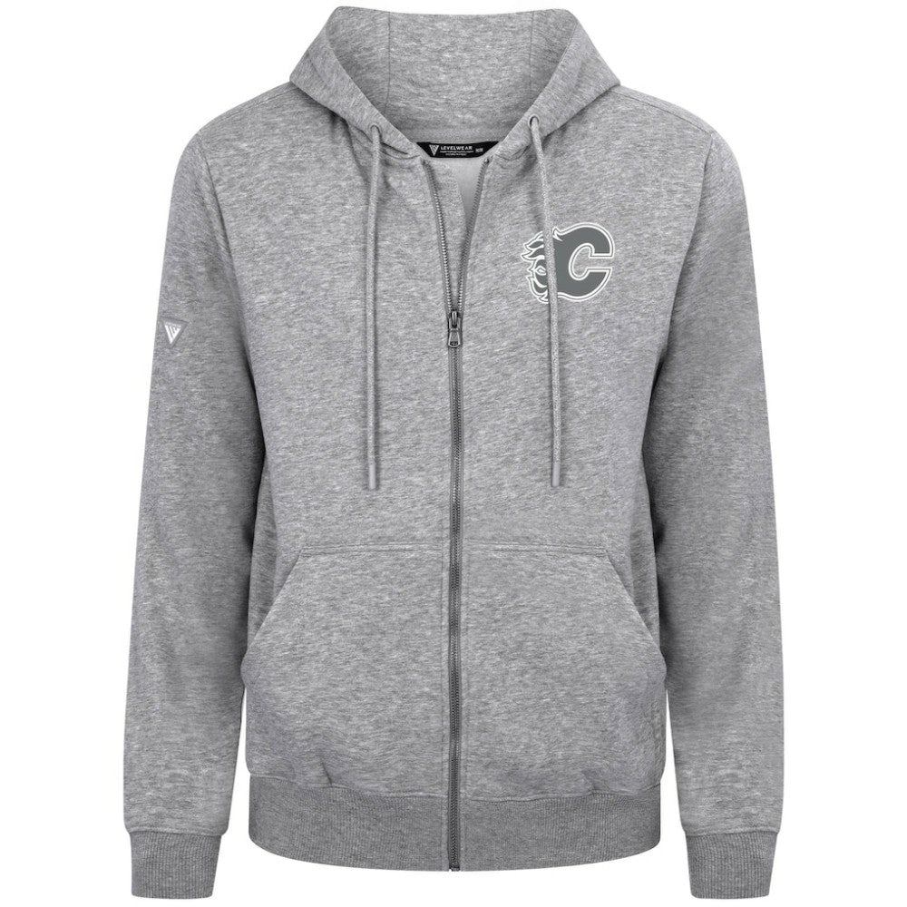 NHL Gray Calgary Flames Levelwear Podium Banner Arch Full-Zip Hoodie