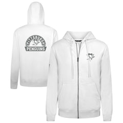NHL White Pittsburgh Penguins Levelwear Podium Banner Arch Full-Zip Hoodie