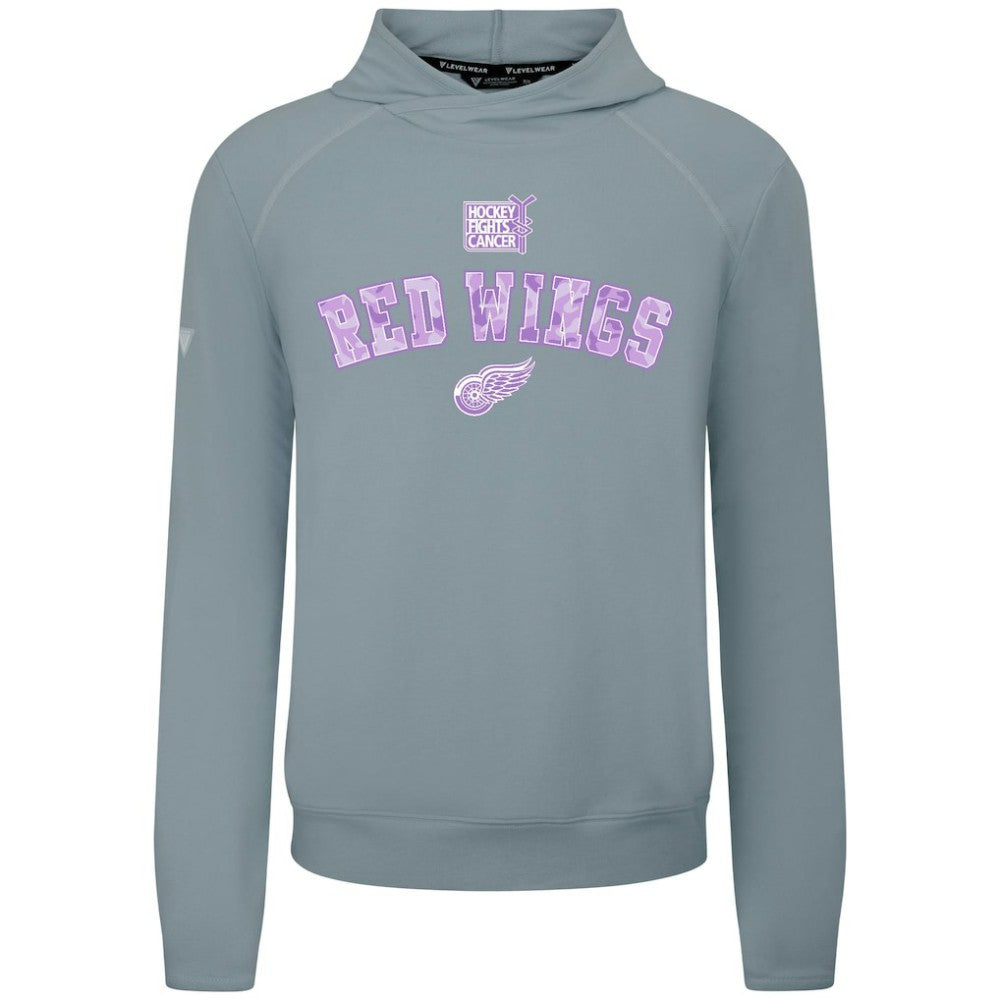 NHL Gray Detroit Red Wings Levelwear Hockey Fights Cancer Mandate Tri-Blend Hoodie