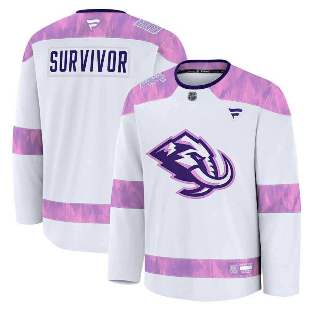 NHL White Utah Mammoth Fanatics Hockey Fights Cancer Survivor Practice Jersey