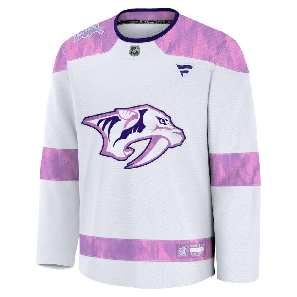 NHL White Nashville Predators Fanatics Hockey Fights Cancer Survivor Practice Jersey