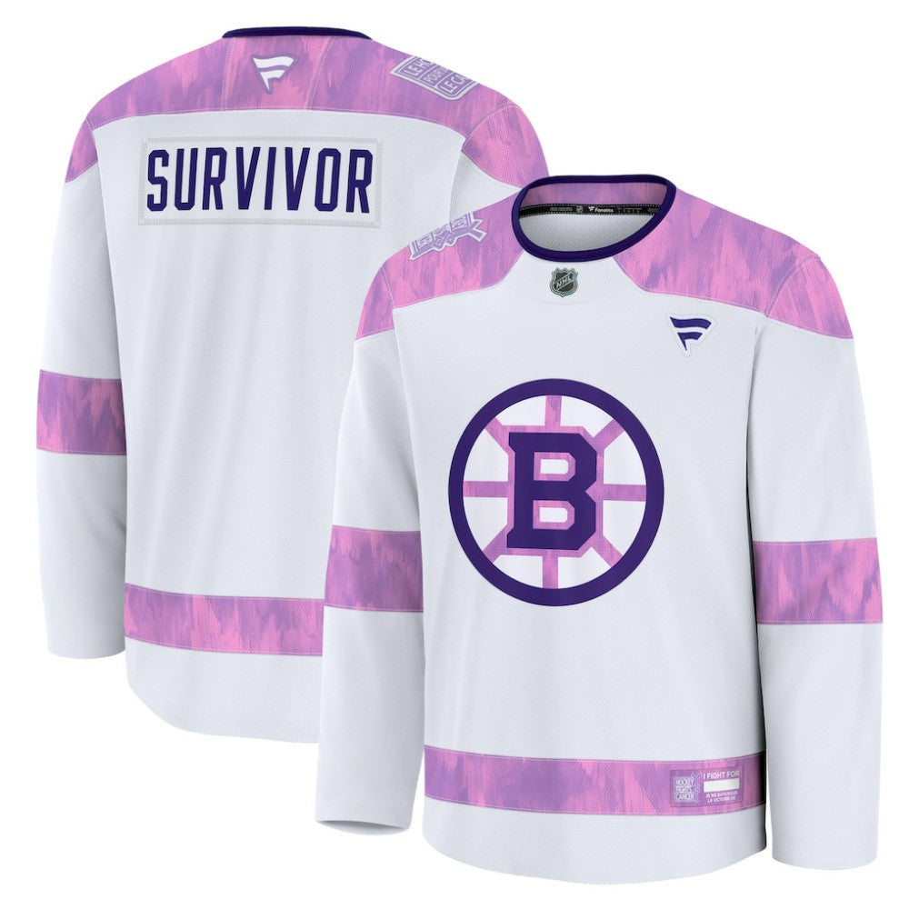 NHL White Boston Bruins Fanatics Hockey Fights Cancer Survivor Practice Jersey