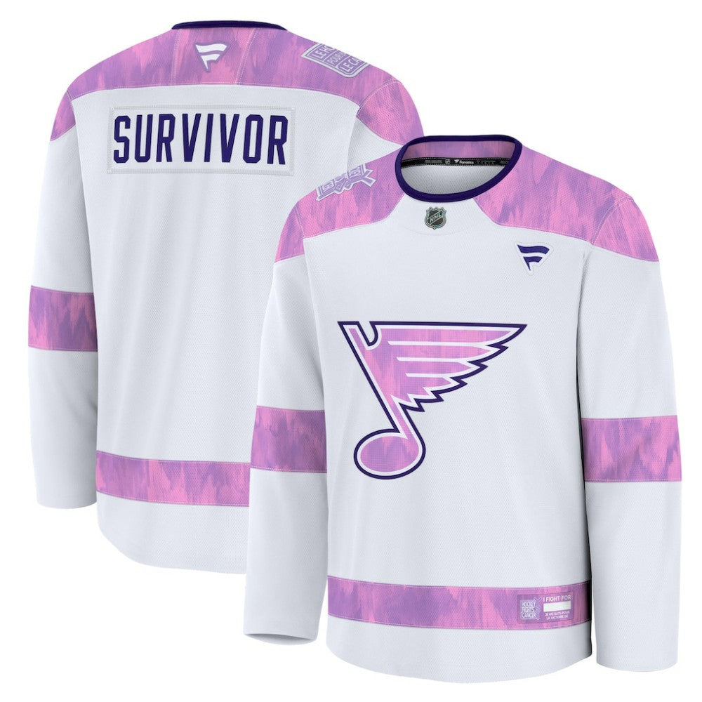 NHL White St. Louis Blues Fanatics Hockey Fights Cancer Survivor Practice Jersey