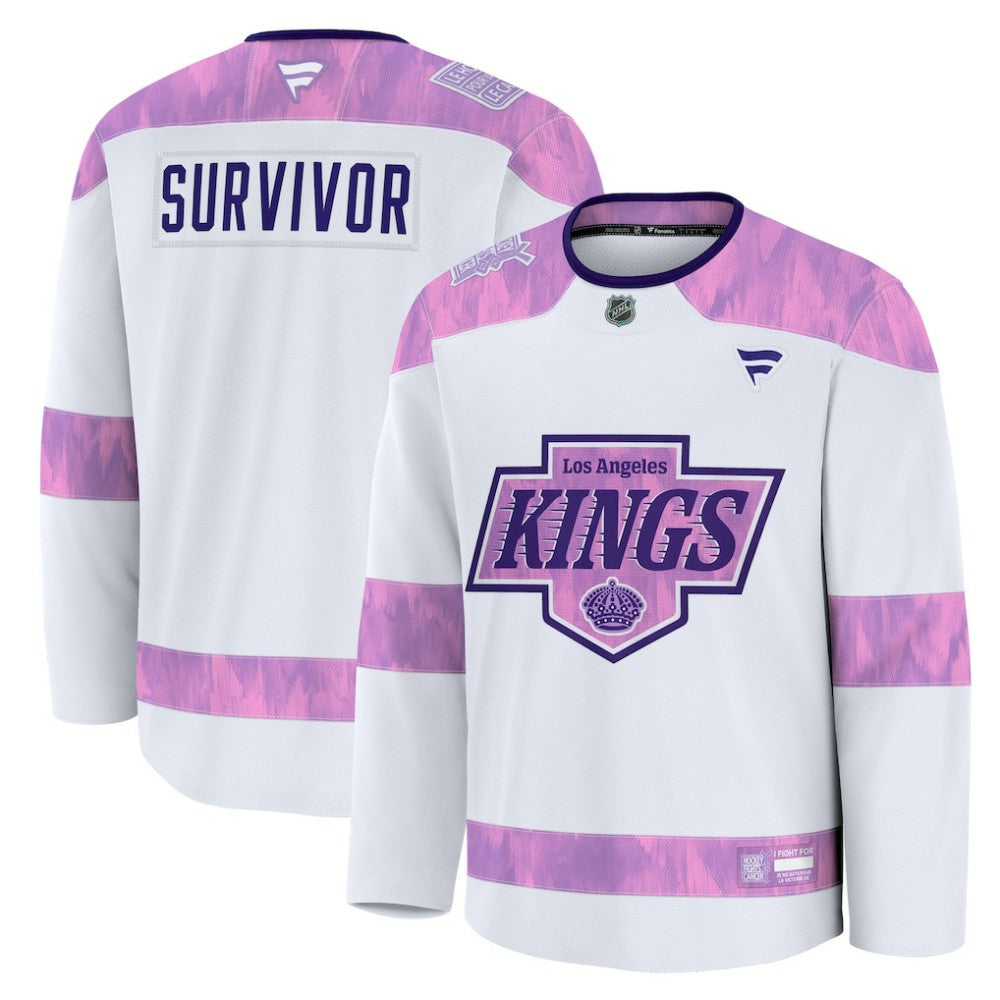 NHL White Los Angeles Kings Fanatics Hockey Fights Cancer Survivor Practice Jersey