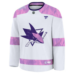 NHL White San Jose Sharks Fanatics Hockey Fights Cancer Survivor Practice Jersey