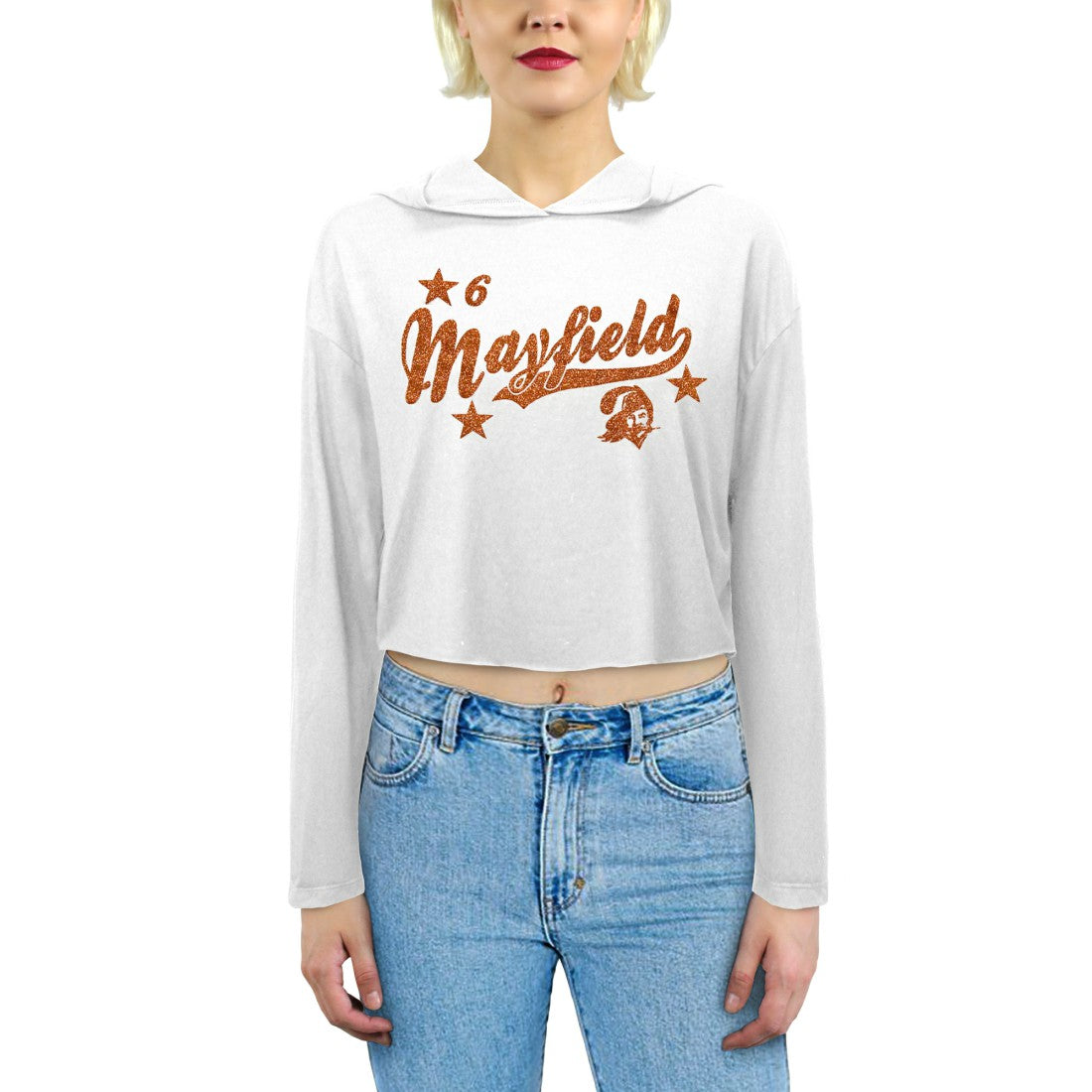 Baker Mayfield  Majestic Threads Women's Glitter Wordmark Hoodie - Tampa Bay Buccaneers