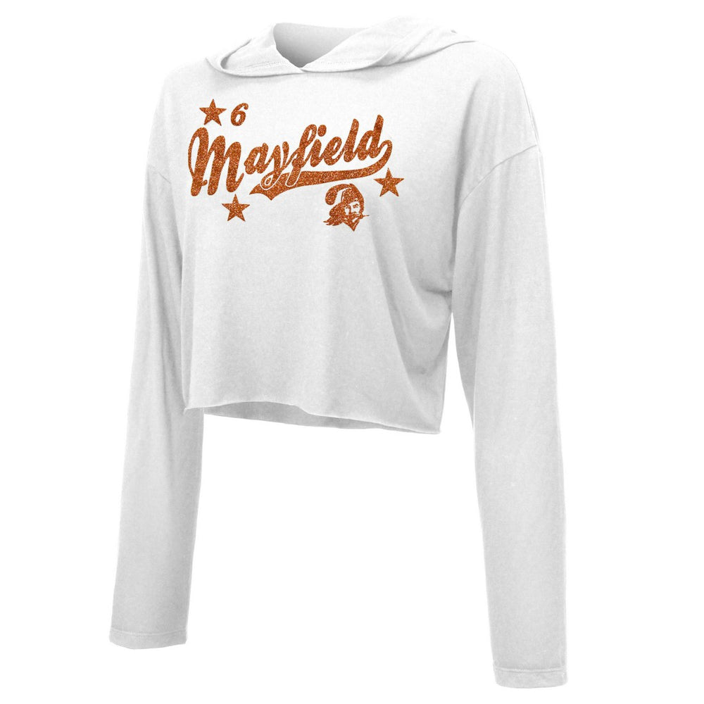 Baker Mayfield  Majestic Threads Women's Glitter Wordmark Hoodie - Tampa Bay Buccaneers