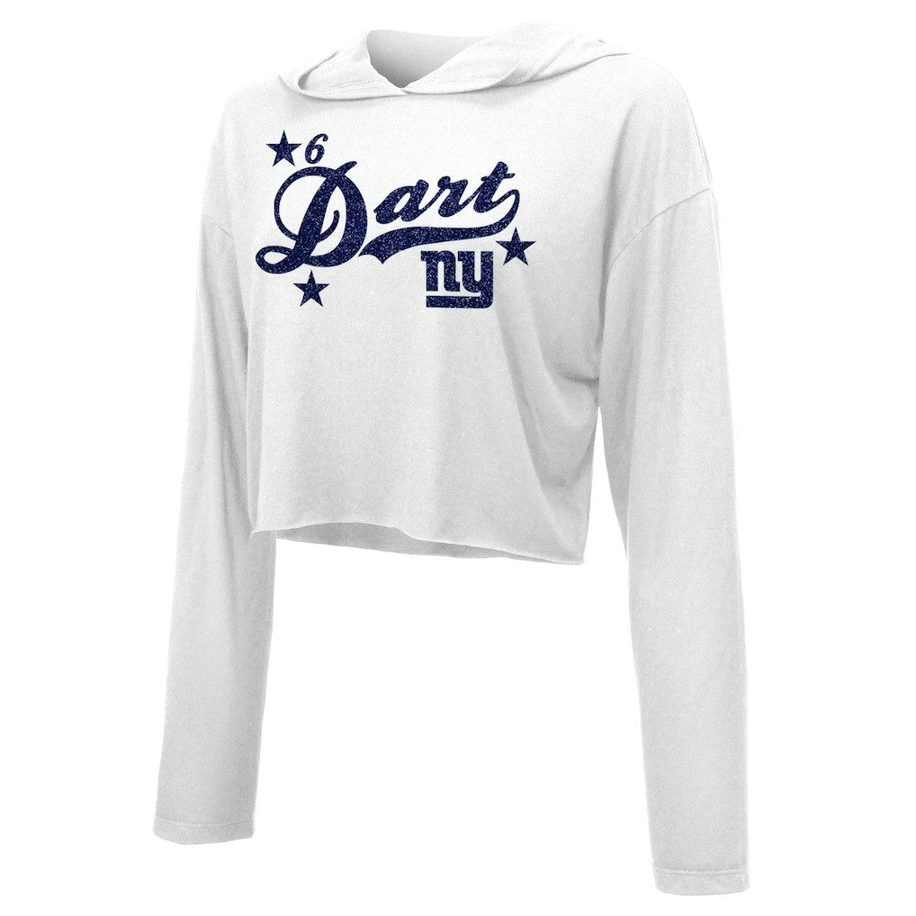 Jaxson Dart  Majestic Threads Women's Glitter Wordmark Hoodie - New York Giants